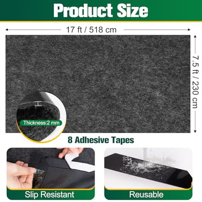 ToLanbbt Garage Floor Mat 7.5' x 17', Oil Spill Mat for Under Car Driveway Oil Drip Pad with 8P Tapes, Waterproof Backing, Leak Absorbent, Reusable, Washable, Protect Garage Floor (1P, Dark Gray) - size: 7.4'x17'
