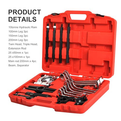 10 Ton Hydraulic Gear Jaw Pulling Bearing Separator Puller Set Kit