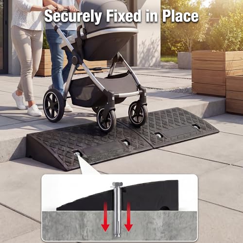 5" Rise Threshold Ramps for Doorways, Curb Ramps for Driveway 2 Pack, 6614lbs Capacity Portable Rubber Wheelchair Ramp, Driveway Ramp for Car, Cart, Hand Truck, Motorcycle, Bikes, Dollies
