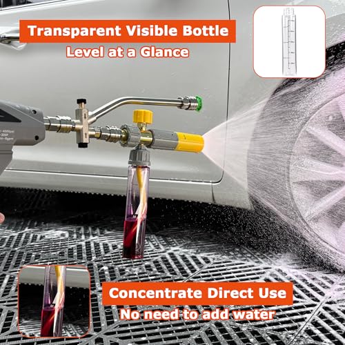 M MINGLE Pressure Washer Gun with Mini Undiluted Foam Cannon, 1/4" QC | Dual Connector Accessory, Undiluted Foam Blaster with 5 Nozzle Tips, M22 Adapter, Ideal for Car Wash, Patio & Deck Cleaning
