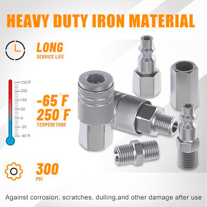 Air Coupler & Plug Kit,28 Pieces 1/4" NPT Air Tool Fittings Set,Quick Connect Air Hose Fittings Air Compressor Accessories