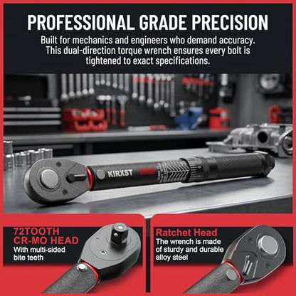 1/4" Drive Torque Wrench 20-260In.-Lb./2.96-29.4Nm, Two-way Adjustable 72-tooth Click Torque Wrench, Dual Scale, ±3% Accuracy Wrench, Suitable for Maintenance Bicycles, Cars and Trucks - size: 1/4" 20-260 in.1b