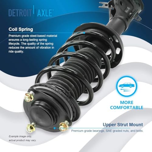 Detroit Axle - Front Struts Rear Shocks for 2013 2014 2015 Honda Civic, 2 Complete Ready Struts with Coil Springs 2 Shock Absorbers Assembly Suspension Replacement - size: 4AQ47280-V1/ strut shock kit