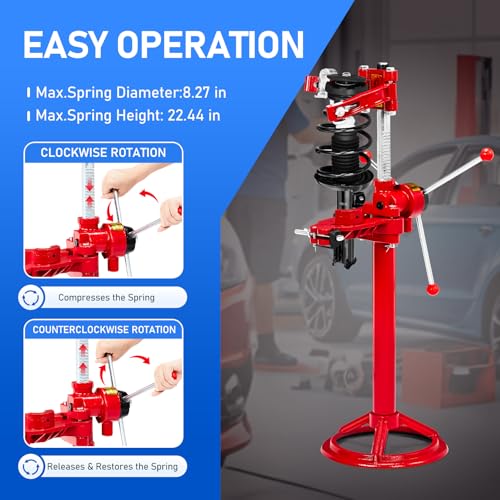 Vehicle Auto Spring Compressor 2200lb Hand Operated Strut Spring Compressor | Coil Spring Press Removal Tool for Cars Trucks SUVs,8.27" to 22.44" Height Spring