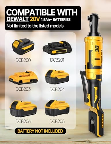 APEXPOWER 3/8 Inch Cordless Ratchet Wrench for DEWALT 20V Battery, 88Ft-Lbs, 0-400RPM, Electric Wrench Ratchet w/Variable Speed Trigger, Reinforced Head, R&F Switch, 7 Sockets,3/8" to 1/4" Adapter