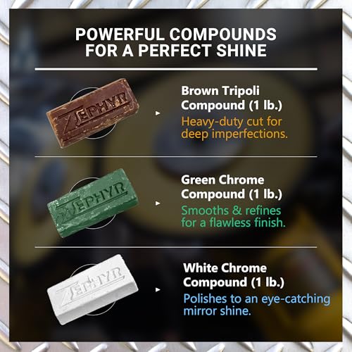 Zephyr - Super Shine Beginner's Aluminum Polishing Kit - Metal Polishing Kit Made for Fuel Tanks, Aluminum Wheels, Peterbilt Steps, & More - size: Super Shine Intro Kit