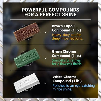 Zephyr - Super Shine Beginner's Aluminum Polishing Kit - Metal Polishing Kit Made for Fuel Tanks, Aluminum Wheels, Peterbilt Steps, & More - size: Super Shine Intro Kit