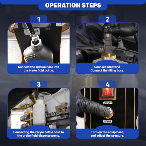AUTOOL Brake Fluid Bleeder Kit, Automatic Brake Bleeder Kit Four Vacuum Pumps, Brake System Bleeding Tools with Adjustable Pressure 0.7~3bar