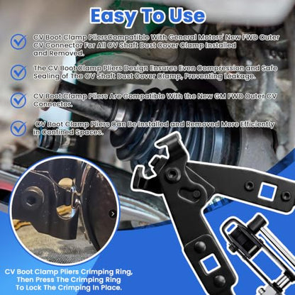 CV Boot Clamp Pliers Tool With 1/2" Torque Wrench For Cars UTV ATV Repair | CV Boot Clamp Tool Heavy Duty CV Axle Boot Clamp Pliers Tool With 1/2" Torque Wrench Function