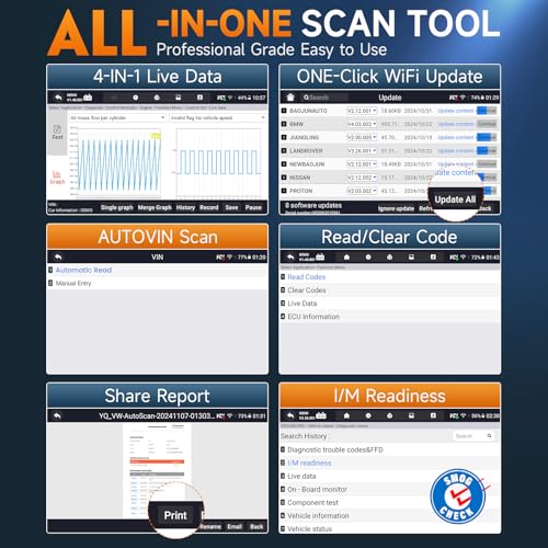 FOXWELL NT716 Code Reader, 4-System Diagnostic Scanner for Home Mechanics | ABS SRS Transmission Engine, 9 Reset, Active Test, ABS Bleeding, AutoVIN, Live Data, Lifetime Free Updates, Orange