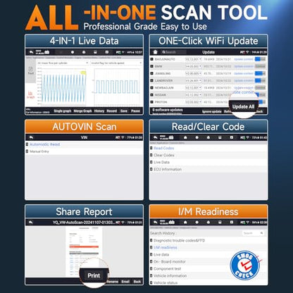 FOXWELL NT716 Code Reader, 4-System Diagnostic Scanner for Home Mechanics | ABS SRS Transmission Engine, 9 Reset, Active Test, ABS Bleeding, AutoVIN, Live Data, Lifetime Free Updates, Orange