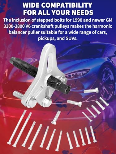 Harmonic Balancer Puller 46pcs Steering Wheel Puller Flywheel Remover Crankshaft Pulley Removal Steering Wheel Pulling Set