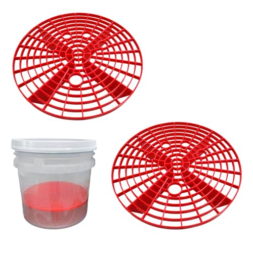 Yourkar 2 PCS Car Wash Bucket Inserts, Plastic Vehicle Wash Bucket Insert Detail Grit Trap, Auto Wash Dirt Collectors Fits 12 Inch Diameter Bucket, Universal Car Accessories (Red) - color: Red, 2pcs