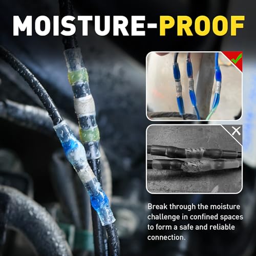 haisstronica 340 PCS All in One Set with Solder Seal Wire Connectors,3:1 Heat Shrink Tubing and Heat Gun,Solder Sticks Wire Terminals Electrical Connectors for Automotive, Marine, Trailer Wiring - size: 340 PCS