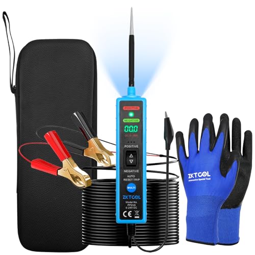 ZKTOOL 6-24V Digital LED Display Power Circuit Probe Tester Kit,Automotive Electrical System Tester,Car Circuit Tester, Short Circuit/Voltage Tester, Polarity Identify, Test Light,with Packaging Box