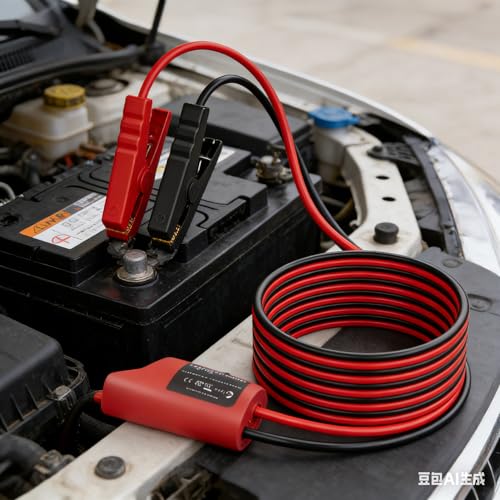 Jumper Cables Compatible with Milwaukee 12V Battery Jumper Starter, 8AWG 2FT Booster Cable with Adapter Alligator Clip, 392°F/200℃ Heat Resistant Silicone Wire for Jump Starting Cars and RVs - color: Pink Red