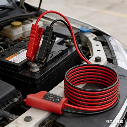 Jumper Cables Compatible with Milwaukee 12V Battery Jumper Starter, 8AWG 2FT Booster Cable with Adapter Alligator Clip, 392°F/200℃ Heat Resistant Silicone Wire for Jump Starting Cars and RVs - color: Pink Red