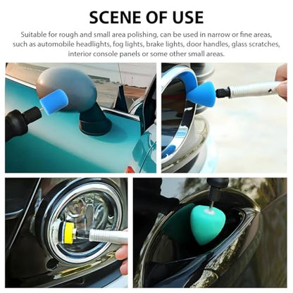 DXNQ 16PCS Mini Buffing Polishing Pads, Car Detail Sponge Buffing Mini Polisher Wool Pads for Rotary Tools, Auto Waxing Detailing Kit for Cordless Electric Drill Wheel Hub Cleaning