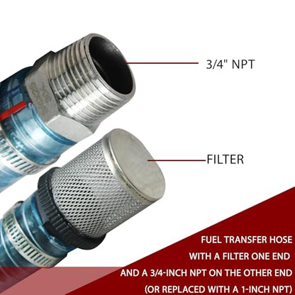 Suction Hose 1 Inch ID Clear PVC Hose Kit, 6.5ft 304 Stainless Steel Wire Reinforced Tubing with NPT Adapter, Clamps & Tape for Fuel Oil Water Suction Discharge - size: 1"ID, style: 3/4"-1"*6FT