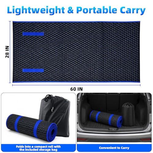 Magic Rolling Creeper Mat, 60 x 28in Foldable Two-Layer Cars Mechanic Repair Mat with Storage Bag, Multifunctional Mechanic Creeper Automotive Tool for Low Clearance, Special Roads, Cars, SUVs, Blue - color: BLUE