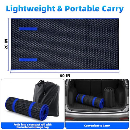 Magic Rolling Creeper Mat, 60 x 28in Foldable Two-Layer Cars Mechanic Repair Mat with Storage Bag, Multifunctional Mechanic Creeper Automotive Tool for Low Clearance, Special Roads, Cars, SUVs, Blue - color: BLUE