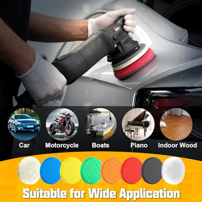Polishing Pad 7.5 Inch 8 Pcs Foam Buffing Pads Kit with Wool Pads | Complete Cutting, Polishing and Final Finishing Workflow - size: 7.5 Inch