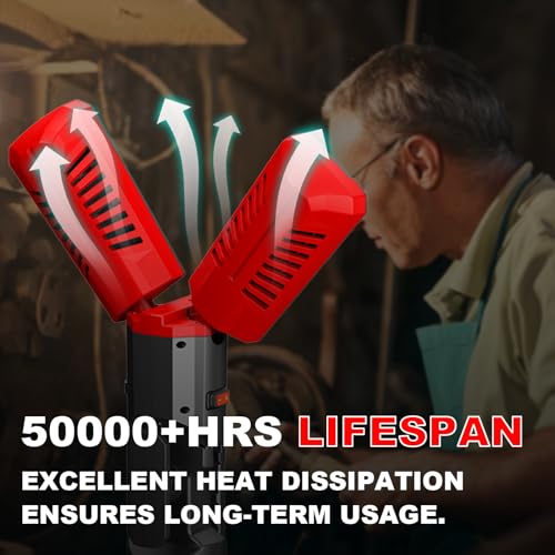 12000 Lumen 100W LED Work Light with Telescoping Tripod, Foldable Portable Corded Job Site Lighting, 288 LED Super Bright 3CCT 3000K/4500K/5000K Dual-Head Work Light with Stand