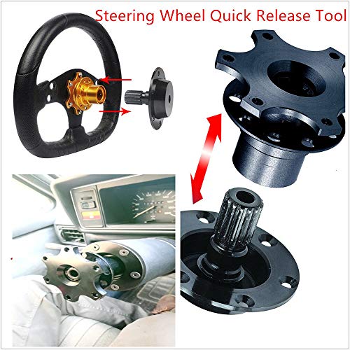 BestTeam Universal Steering Wheel Snap Off Quick Release Hub Adapter Boss Kit With 6-hole Steering Wheel Hub (Gold) - color: Gold
