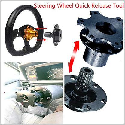 BestTeam Universal Steering Wheel Snap Off Quick Release Hub Adapter Boss Kit With 6-hole Steering Wheel Hub (Gold) - color: Gold