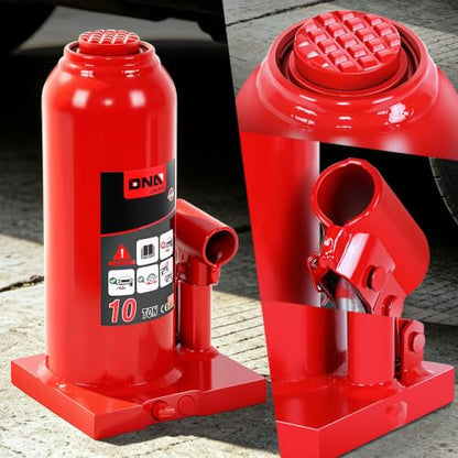 DNA Motoring 10 Ton / 20000 lbs Lifting Automotive Welded Hydraulic Bottle Jack for Car SUV Pickup Truck, Auto Repair, with Manual Handle, Red - color: red, style: 10 ton