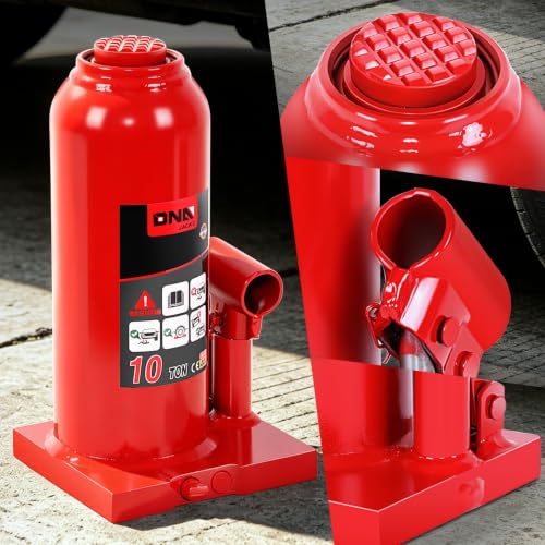DNA Motoring 10 Ton / 20000 lbs Lifting Automotive Welded Hydraulic Bottle Jack for Car SUV Pickup Truck, Auto Repair, with Manual Handle, Red - color: red, style: 10 ton