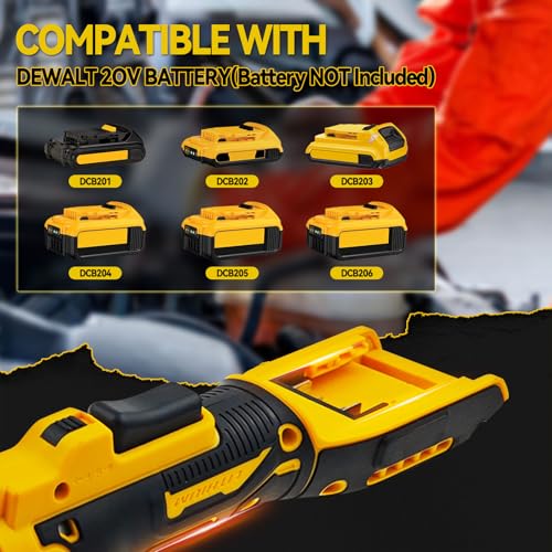 3/8" Cordless Ratchet Wrench for Dewalt 20V MAX Batteries, 80 Nm Electric Power Ratchet with 6-Inch Extended Neck, 320 RPM,LED Light & 8-Piece Metric Socket Set (For Dewalt 20V Battery)
