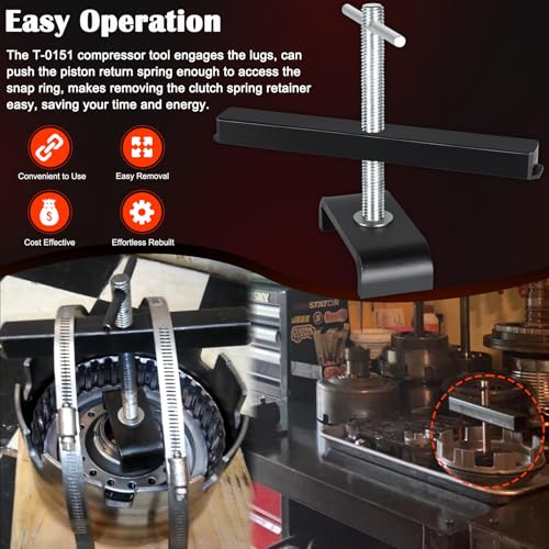 Bonbo T-0151 Rear Clutch Spring Compressor Transmission Tool - 4L60E Low & Reverse Spring Compressor, Compatible with GM 250 250C 350 350C 700R4 4L60 4L60-E 4L65E 4L70 4L70E 4T80-E - size: T-0151