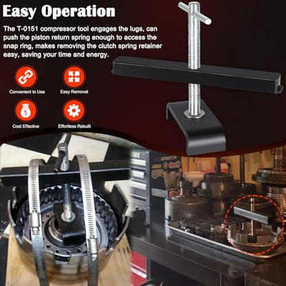 Bonbo T-0151 Rear Clutch Spring Compressor Transmission Tool - 4L60E Low & Reverse Spring Compressor, Compatible with GM 250 250C 350 350C 700R4 4L60 4L60-E 4L65E 4L70 4L70E 4T80-E - size: T-0151