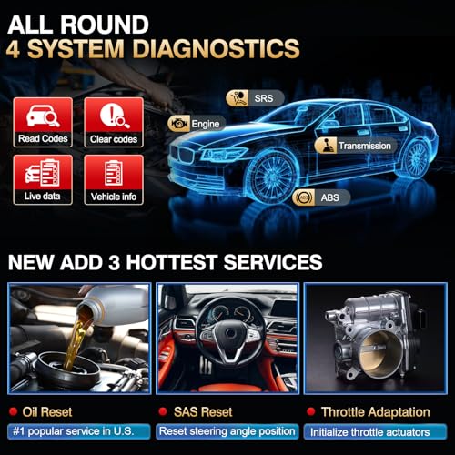 LAUNCH CRP123 V3.0 Elite OBD2 Scanner-2026 New Model Engine/ABS/SRS/Transmission Diagnostic Scan Tool SRS Airbag Code Reader,3 Reset Oil Service/Throttle Relearn/SAS Reset,Lifetime Free Update