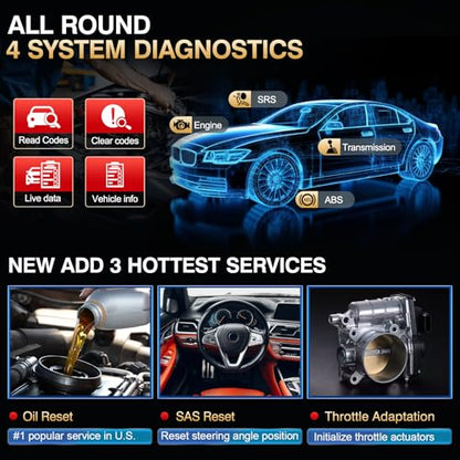 LAUNCH CRP123 V3.0 Elite OBD2 Scanner-2026 New Model Engine/ABS/SRS/Transmission Diagnostic Scan Tool SRS Airbag Code Reader,3 Reset Oil Service/Throttle Relearn/SAS Reset,Lifetime Free Update