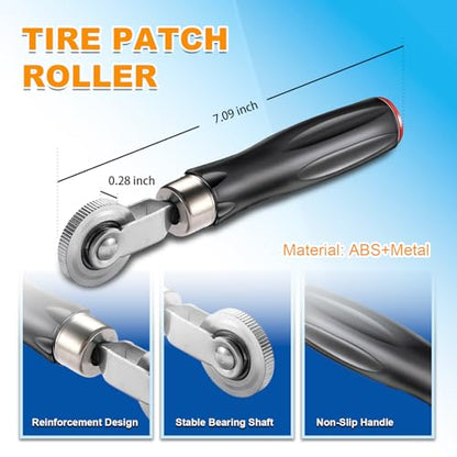 90 Pieces Tire Patches 32mm/42mm/58mm with Tire Patch Roller, Tube Patch Repair Kit, Tire Patch Kit Heavy Duty for Car, Truck, Motorcycle & Bike