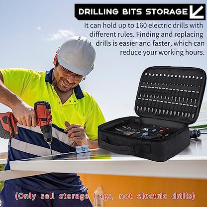 138 Hole Portable Socket Organizer, Drill Bit Organizer Drill Bit Holder Bit Pouch 1/4-Inch, 3/8-Inch, 1/2-Inch,Screwdriver Bit Organizer Drive Bit Adapter Storage Drill Bit Case Only