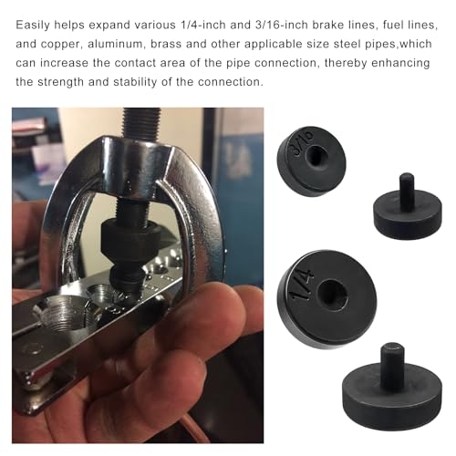 6 PCS Brake Line Flaring Tool Kit, 3/16" & 1/4" Steel Tubing Expander Double Flare Tool, Automotive Double Flare Adapter Replacement for Brake Lines Fuel Lines Copper Pipes