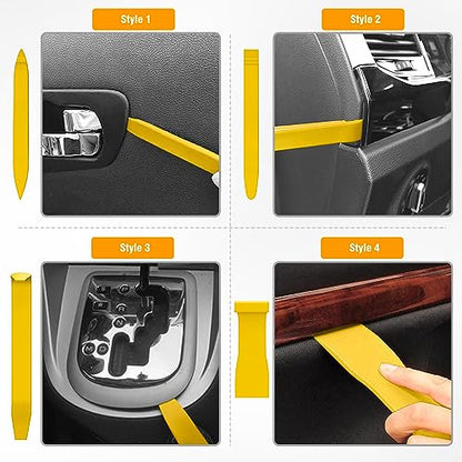 GOOACC 8PCS Auto Trim Scratch Removal Tool | Car Audio Dash Panel Window Molding Fastener Remover Tool Kit-Yellow - color: Yellow, size: 8PCS Trim Removal
