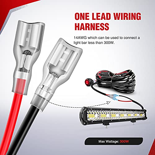 Nilight Wiring Harness Kit 14AWG Heavy Duty 12V On-Off Switch Power Relay Blade Fuse for Off Road LED Work Light Bar-ONE Lead - color: 14AWG-1 Lead