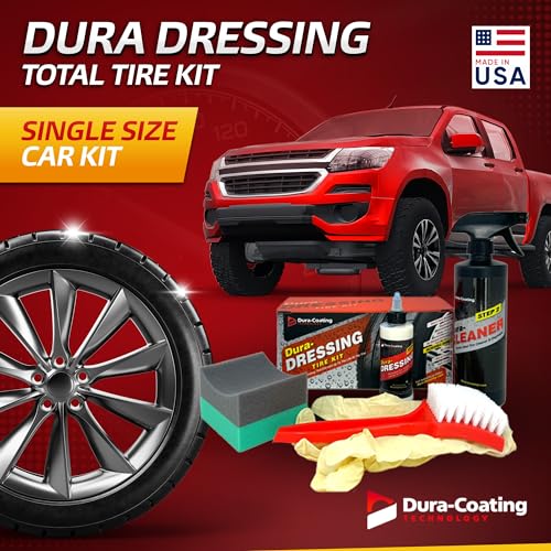 DURA-COATING TECHNOLOGY, Dressing Total Tire Kit - Single Size Car Kit - Tire Dressing, Cleaning and Restoration Kit for Cars - High Gloss Coating to Renew and Protect Your Tires - Made in USA - size: Total Tire Kit