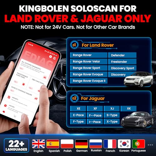 KINGBOLEN Soloscan for Land Rover Jaguar OBD2 Scanner Bluetooth | No Subscriptions Lifetime Update, All Reset Service, Bidirectional Scan Tool for iOS & Android, Full System Car Scanner