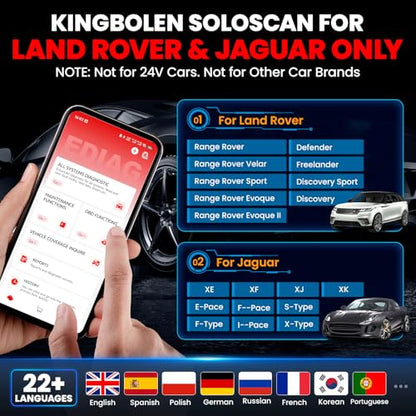 KINGBOLEN Soloscan for Land Rover Jaguar OBD2 Scanner Bluetooth | No Subscriptions Lifetime Update, All Reset Service, Bidirectional Scan Tool for iOS & Android, Full System Car Scanner