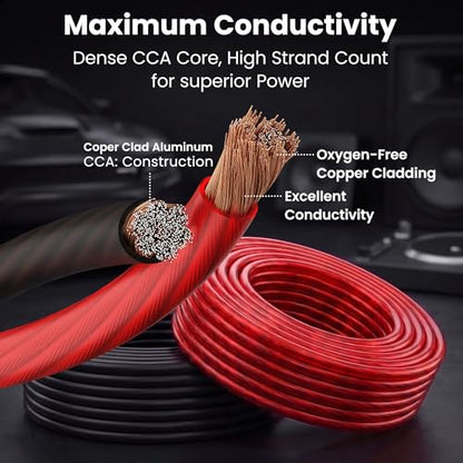 GEARit 8 Gauge Wire (50ft Each- Black/Red Translucent) Copper Clad Aluminum CCA - Primary Automotive Wire Power/Ground, Battery Cable, Car Audio Speaker, RV Trailer, Amp, Electrical 8ga AWG 50 Feet - color: 8 Gauge Wire, size: Black/Red - 50ft Each