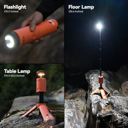 Outask Camping Light Telescopic, Collapsible Magnetic Camping Lantern with 12000mAh Battery, Telescoping IPX6/IPX7 Waterproof Flashlights, Camping Lamp for Emergency, Camping - color: Orange