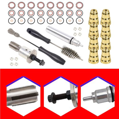 SMMS Injector Sleeve Cup Installation Removal Tool Kit with Sleeves & Brushes For ford 1994-2003 7.3L Replaces OE: F4TZ9F538A