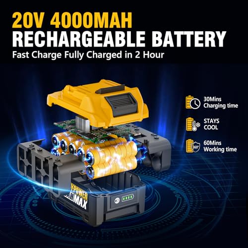 Cordless Impact Wrench, 900Ft-lbs (1200N.m) 1/2" Brushless Impact Gun, 20V High Torque Power Impact Driver, 2x4.0Ah Batteries,Brushless Motor 2400 RPM Variable Speeds for Family Car/Pickup Truck/Mower