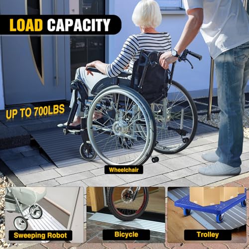 Nilight Door Threshold Ramp, 3" Rise Portable Aluminum Wheelchair Door Entry Ramps for Doorways Stairs Home Steps - size: 3" Rise