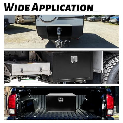 Steel Truck Tool Box,Tongue Box for Storage with Smooth Surface - Black | Steel Underbody Truck Tool Box with T-Handle Lock,Waterproof for Truck, Pickup, RV, Trailer 30" x 18" x 18" Inch - size: 30" x 18" x 18"